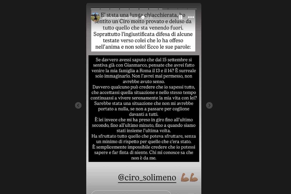 la risposta di ciro solimeno a gianmarco steri e martina de ioannon