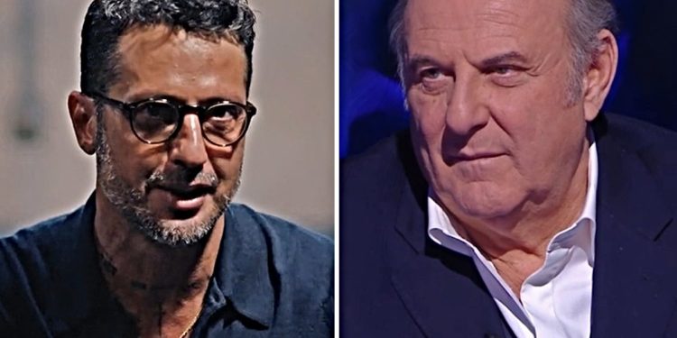 Gerry Scotti replica a Fabrizio Corona (Collega screen Netflix e Mediaset Infinity)