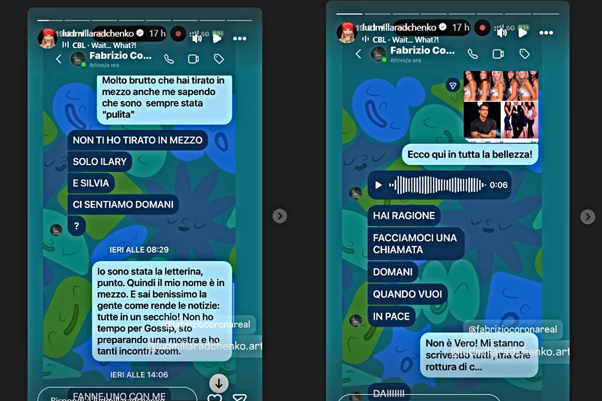 Ludmila Radchenko sbotta contro Fabrizio Corona (Screen Ig stories)