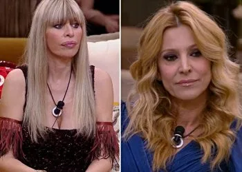 Grande Fratello Vip, Adriana Volpe sbotta contro Alessandra Mussolini (Collage screen Mediaset Infinity)