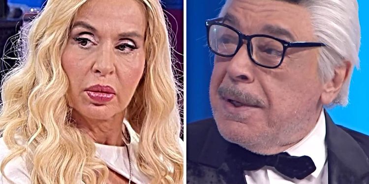 Valeria Marini infastidita dall'ironia di Nino Frassica (Collage screen Raiplay)