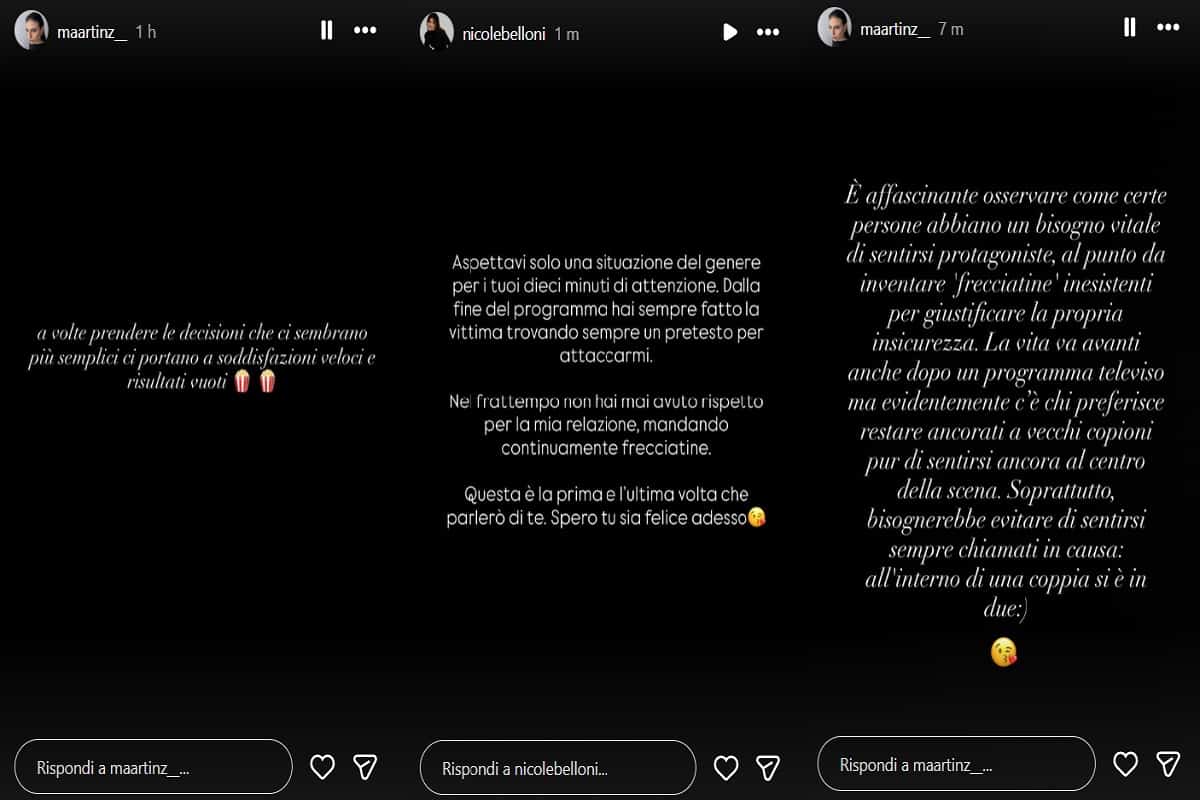 frecciatine tra nicole belloni e martina cardamone
