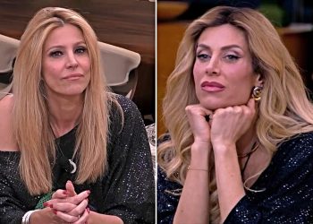 Adriana Volpe contro Paola Caruso al GF Vip (Collage screen Mediaset Infinity)