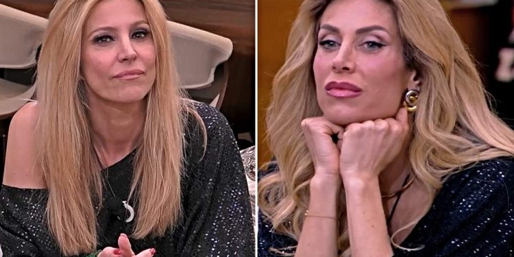 Adriana Volpe contro Paola Caruso al GF Vip (Collage screen Mediaset Infinity)