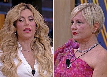 Antonella Elia sbotta contro Paola Caruso al Grande Fratello Vip (Collage screen Mediaset Infinity)