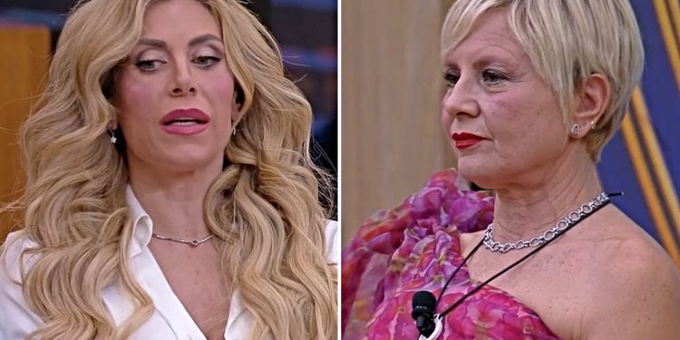 Antonella Elia sbotta contro Paola Caruso al Grande Fratello Vip (Collage screen Mediaset Infinity)