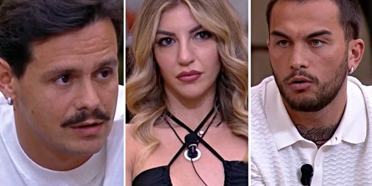 GF Vip, Raul fuori dal triangolo con Lucia e Renato (Collage screen Mediaset Infinity)