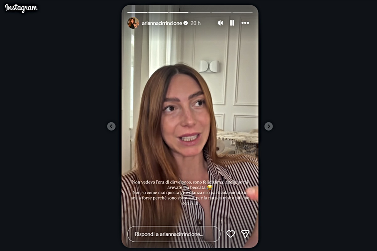 Arianna Cirrincione parla della seconda gravidanza (Screen Ig stories)