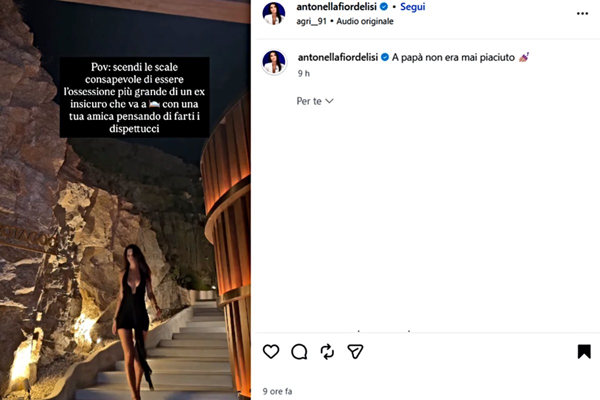 Antonella Fiordelisi frecciatina all'ex fidanzato (Screen Ig)